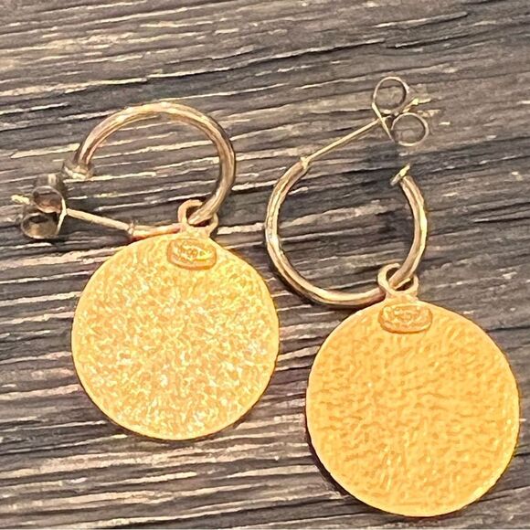 CHANEL Gold and Black Circular Logo Earrings - Picture 5 of 5